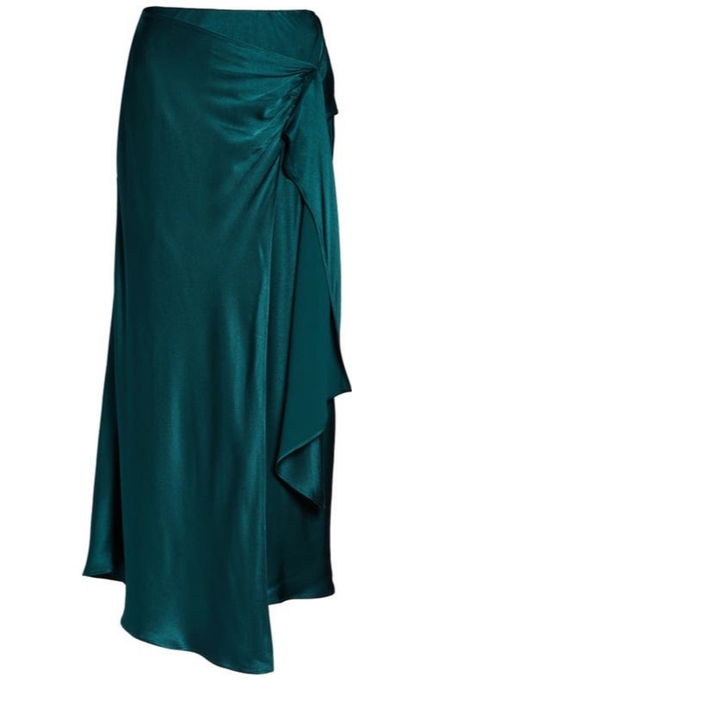 Chelsea28 Side Sash Midi Skirt XS GREEN PONDEROSA